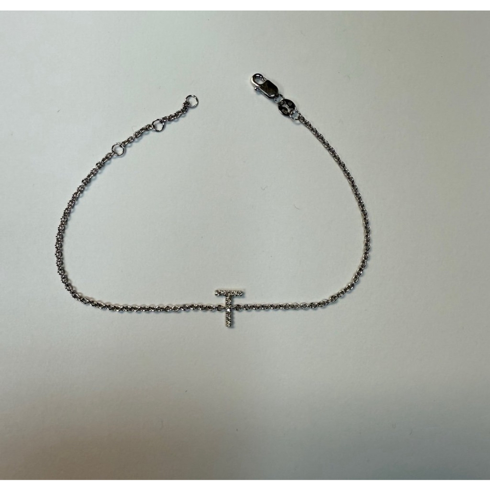 Sterling Silver ‘T’ Bracelet with diamonds